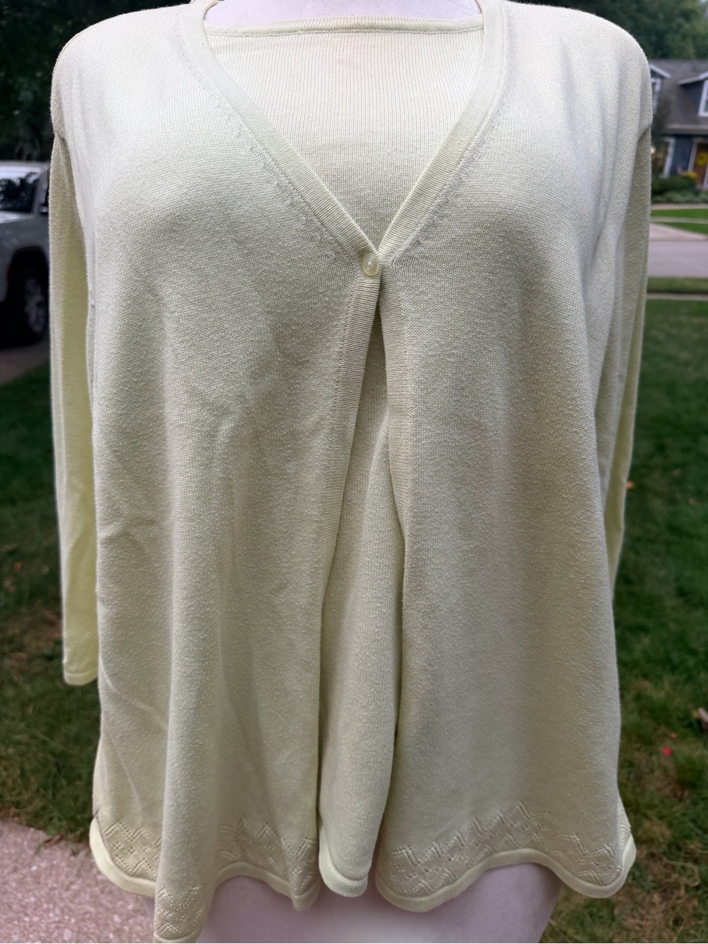 Croft & Barrow 2X Light Green Cotton Blend Sweater Twinset Grandmacore Twee